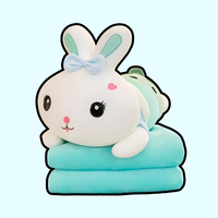 omgkawaii Stuffed Animals Green Snuggle Bunny Plush with Cozy Blanket