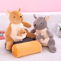 omgkawaii Stuffed Animals Happy Baby Kangaroo Plush Set with Matching Blankets