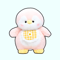 omgkawaii Stuffed Animals Pink / 35 CM Penguin Plush with Gingham Bib – Soft & Cuddly