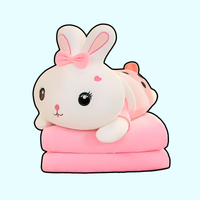 omgkawaii Stuffed Animals Pink Snuggle Bunny Plush with Cozy Blanket