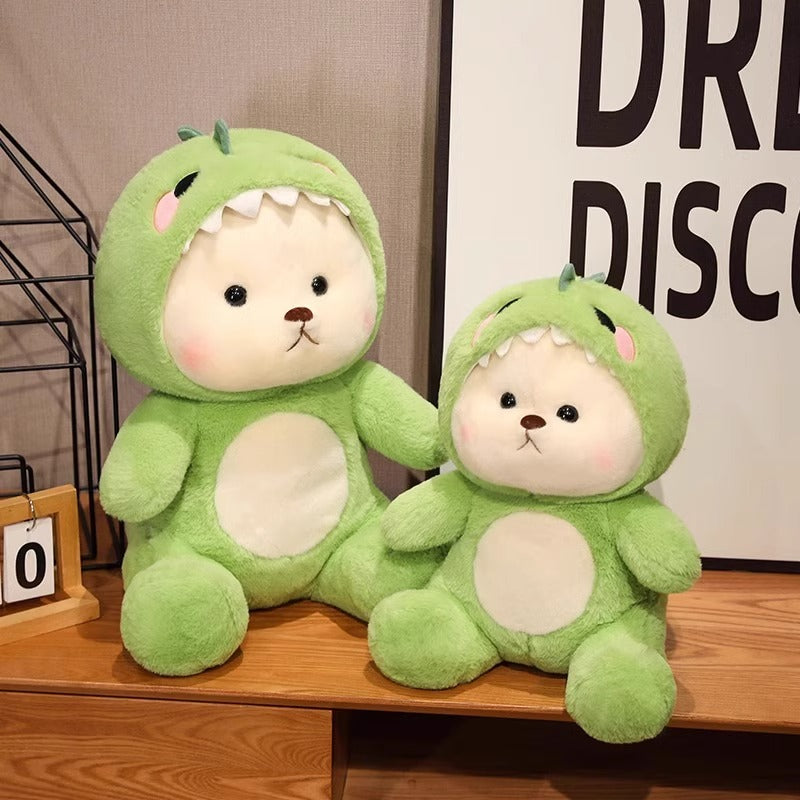 omgkawaii Stuffed Animals Snuggle Dino Buddy: Adorable Bear in Dinosaur Onesie Plushie