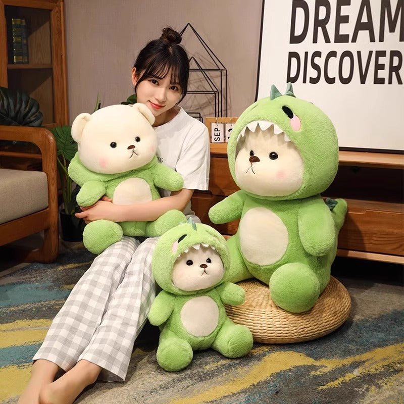 omgkawaii Stuffed Animals Snuggle Dino Buddy: Adorable Bear in Dinosaur Onesie Plushie