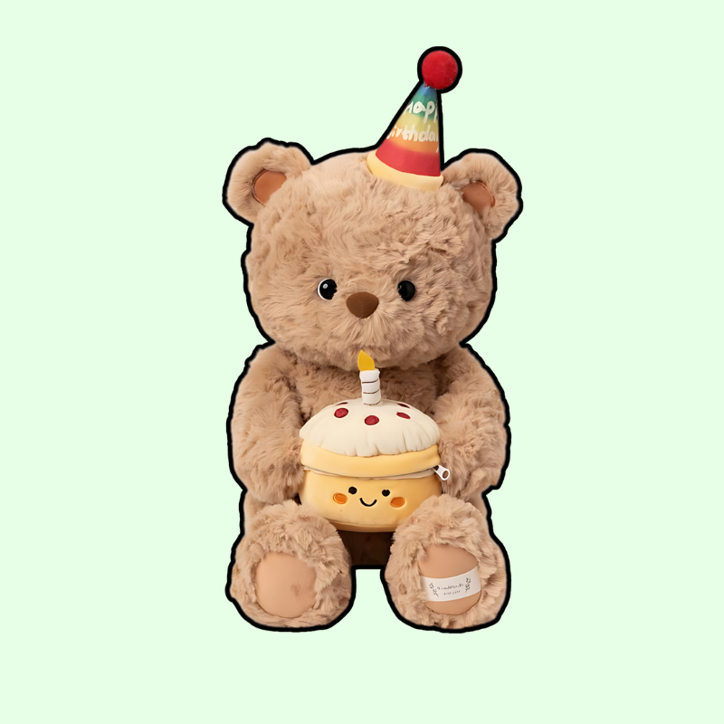 omgkawaii Stuffed Animals Sweet Bear Plush with Cupcake – Perfect Birthday Gift