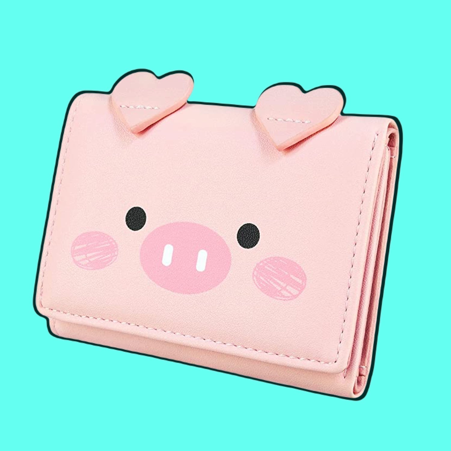 Piggy Pattern Fold Small Wallet