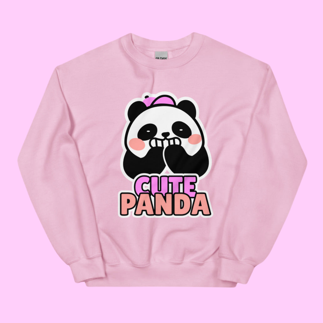 Super Cute Panda Sweatshirt Light Pink S