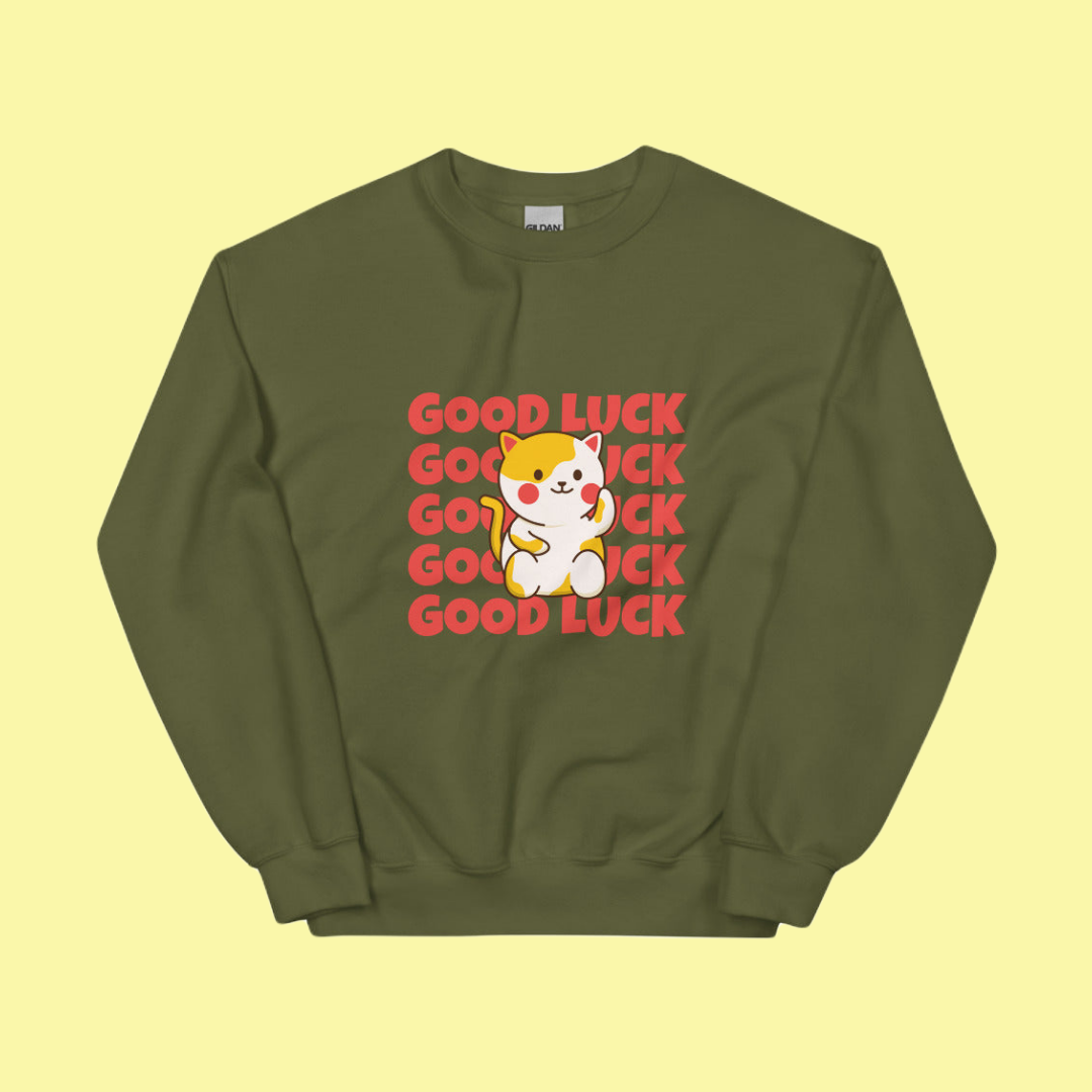 omgkawaii Kawaii Good Luck Cat Unisex Sweatshirt