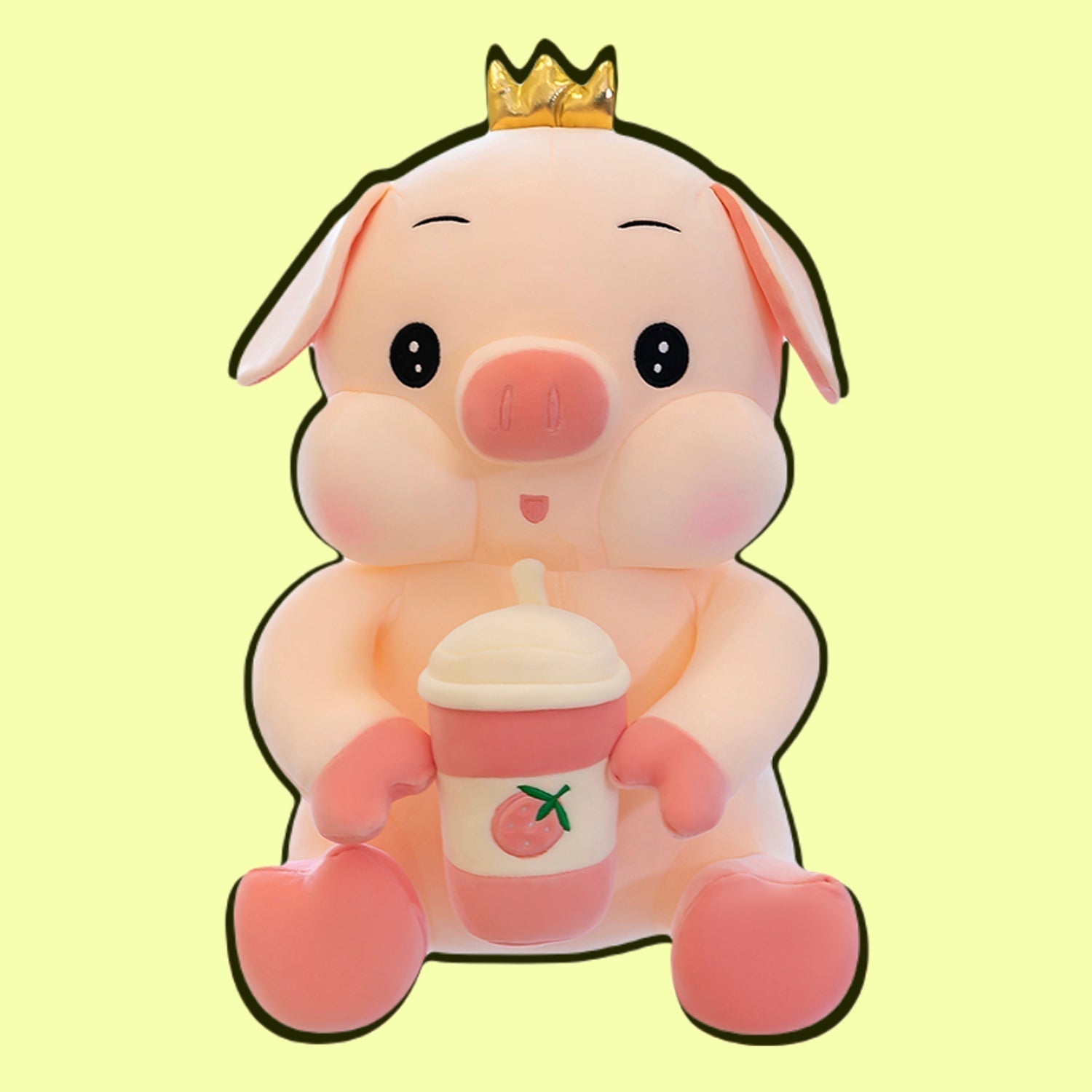 omgkawaii 🐰 Land Animals Plushies 35 CM Super kawaii Pig with Strawberry Drink