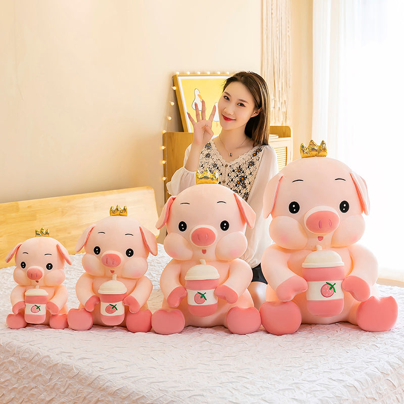 omgkawaii 🐰 Land Animals Plushies Super kawaii Pig with Strawberry Drink