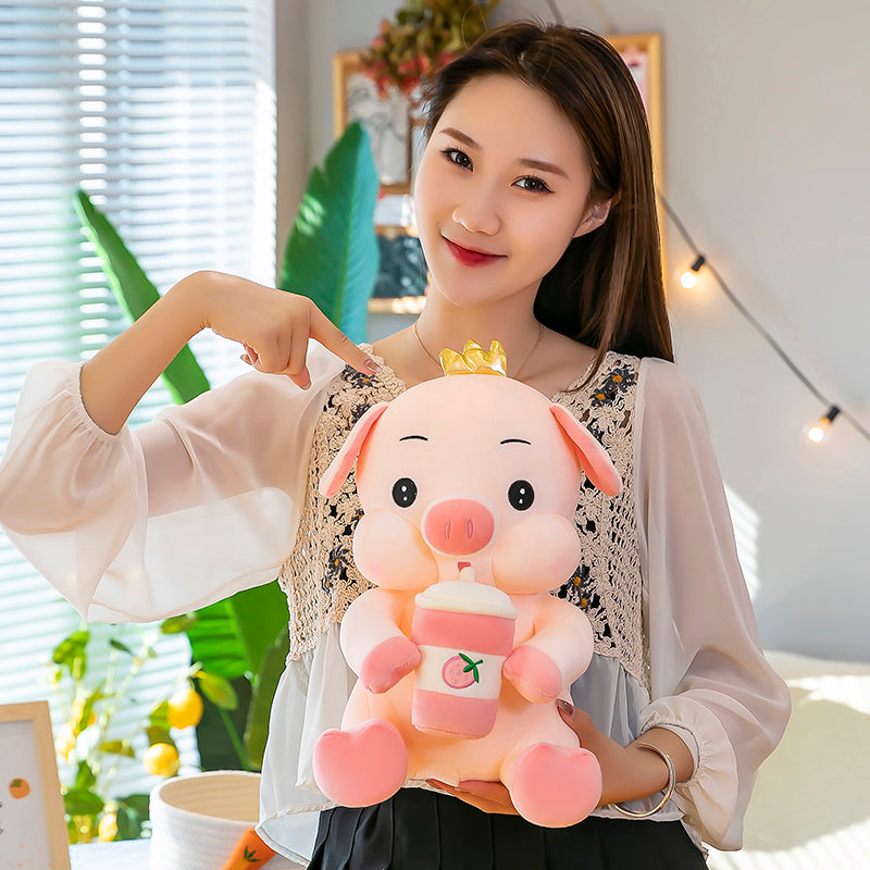 omgkawaii 🐰 Land Animals Plushies Super kawaii Pig with Strawberry Drink