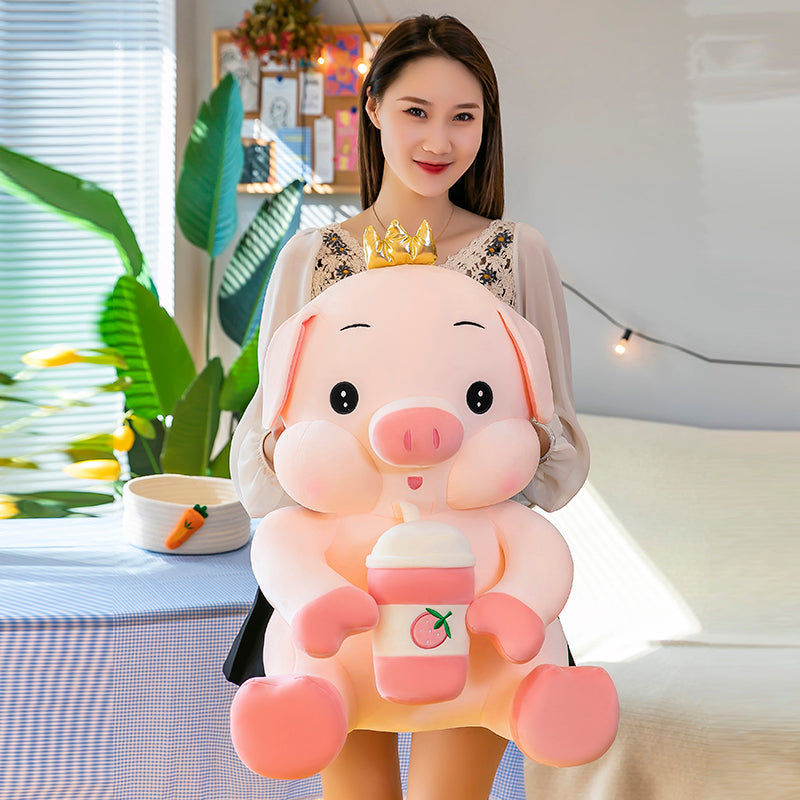 omgkawaii 🐰 Land Animals Plushies Super kawaii Pig with Strawberry Drink