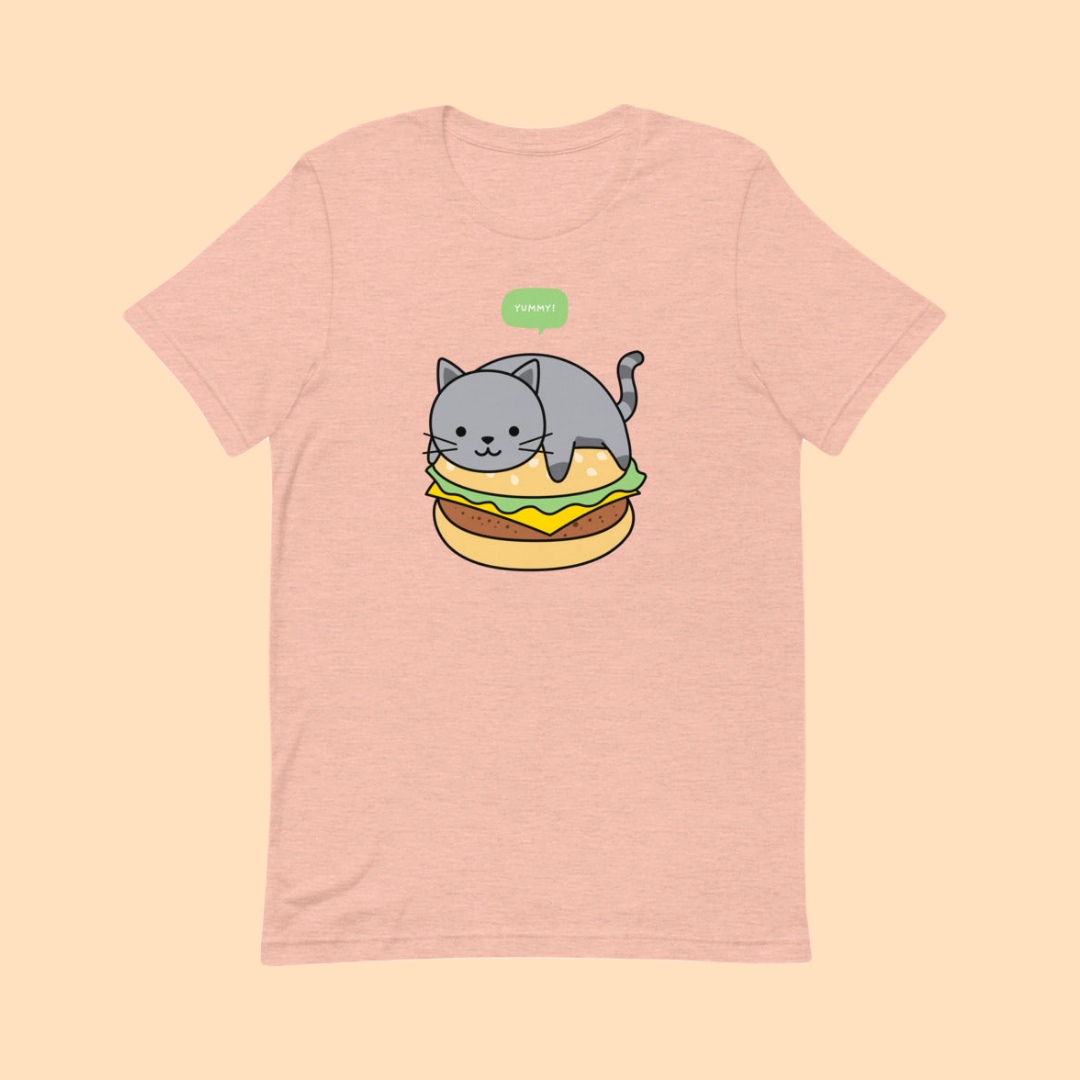 omgkawaii Yummy Burger Cat Short-Sleeve Unisex T-Shirt