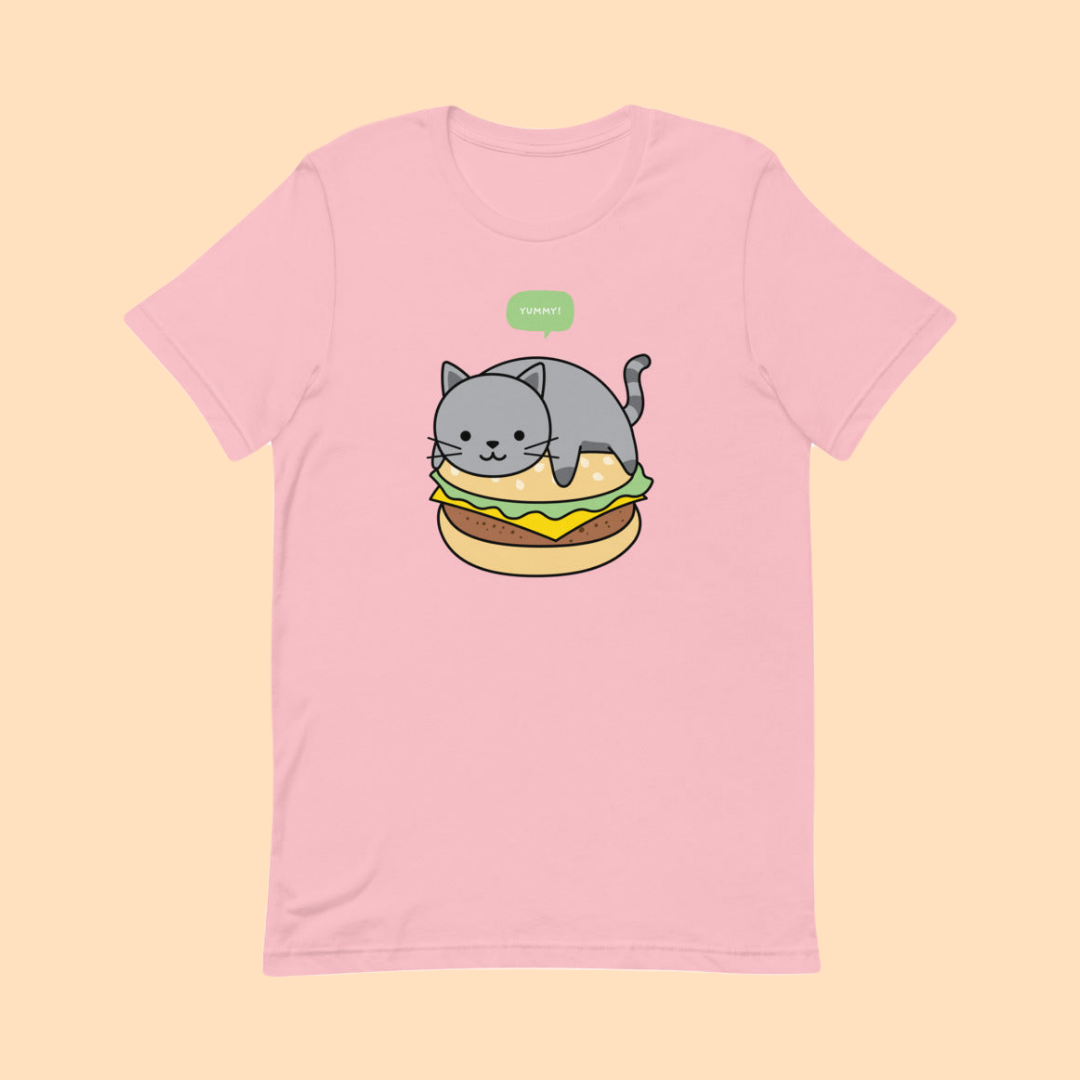 omgkawaii Yummy Burger Cat Short-Sleeve Unisex T-Shirt