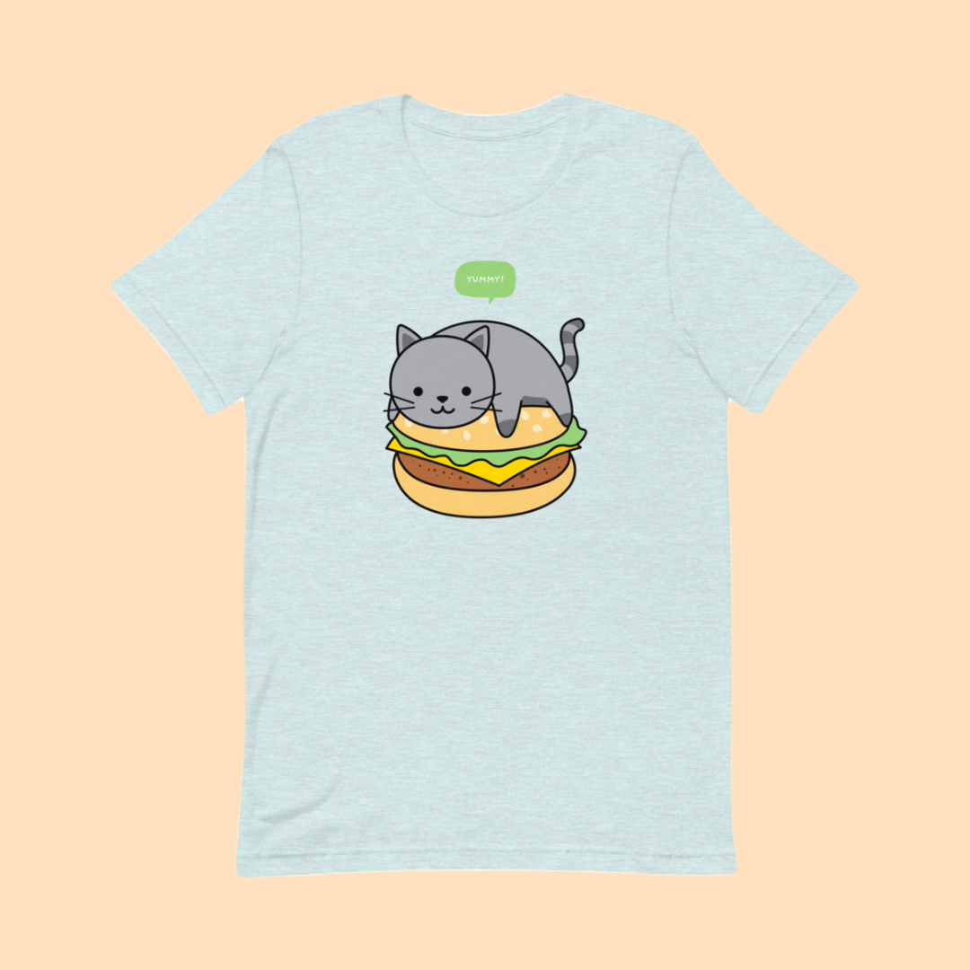 omgkawaii Yummy Burger Cat Short-Sleeve Unisex T-Shirt