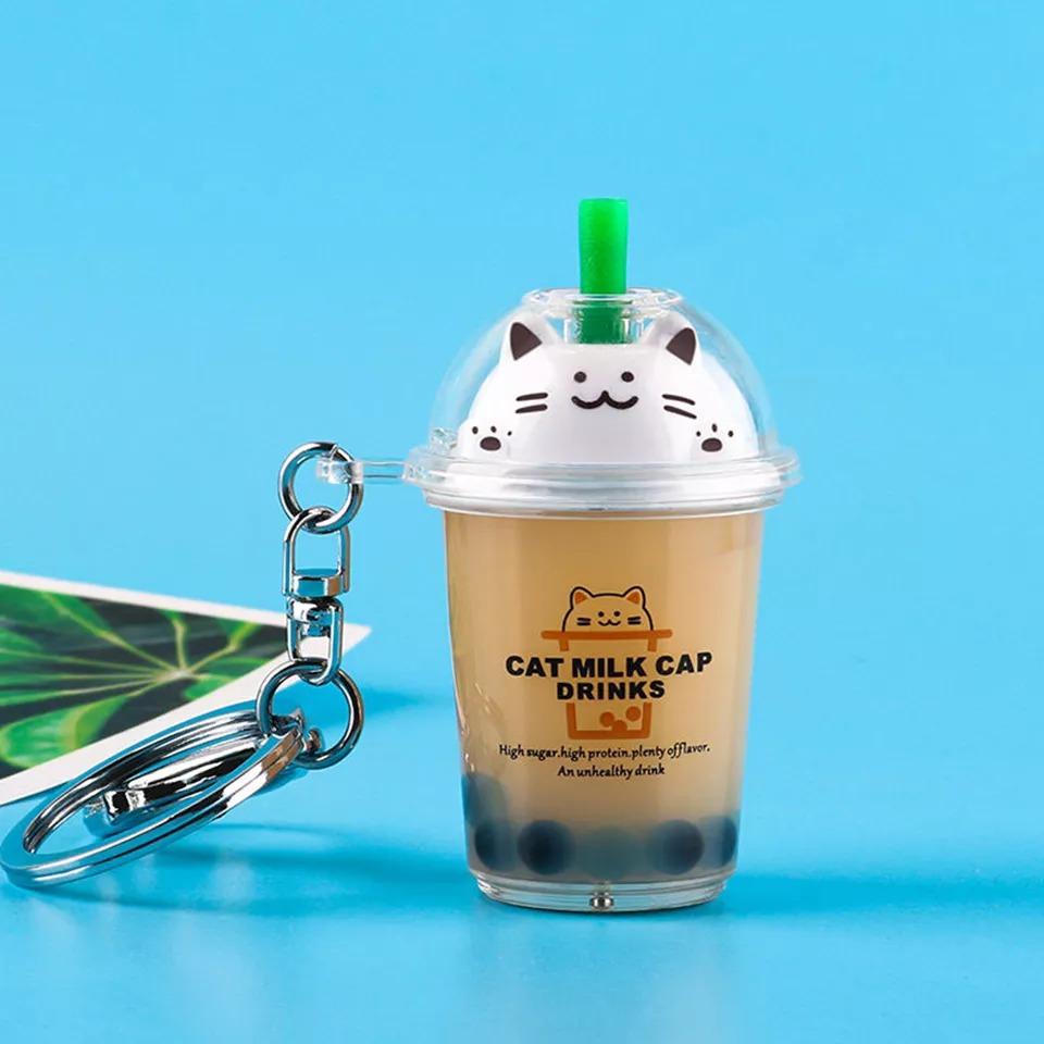 omgkawaiii Beige Cat Milk Keychain