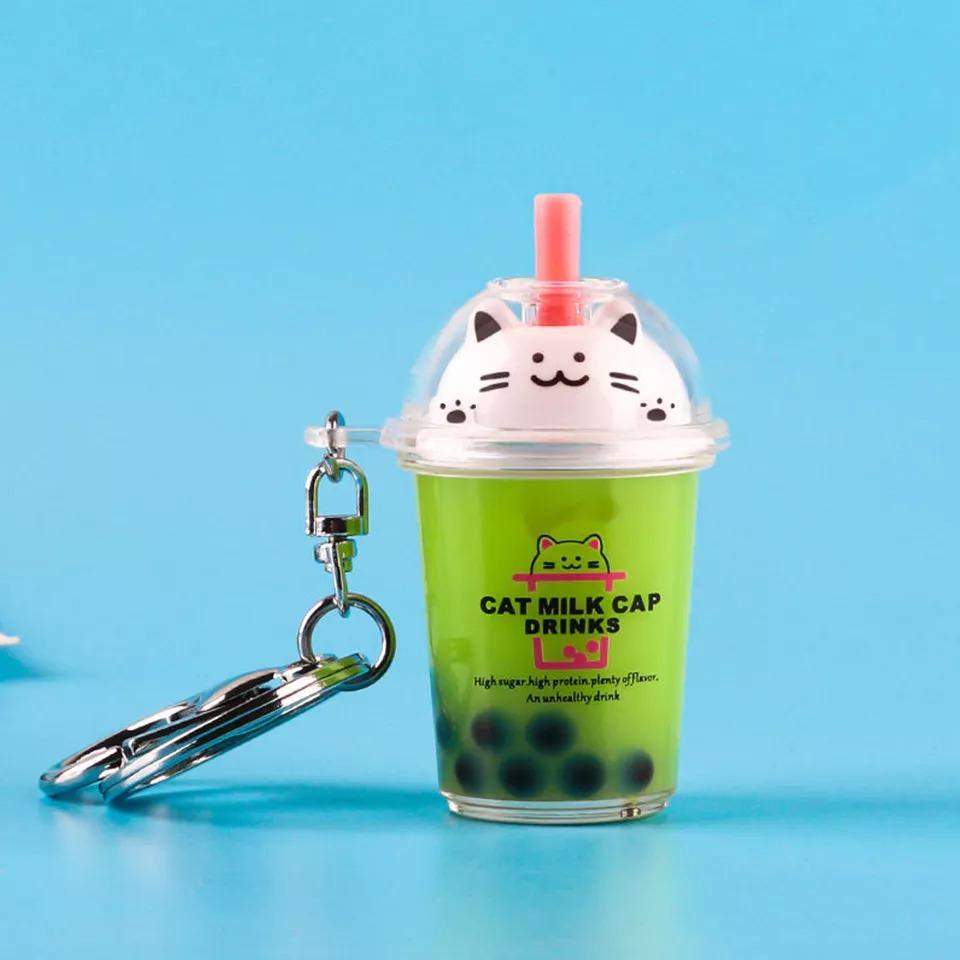 omgkawaiii Green Cat Milk Keychain