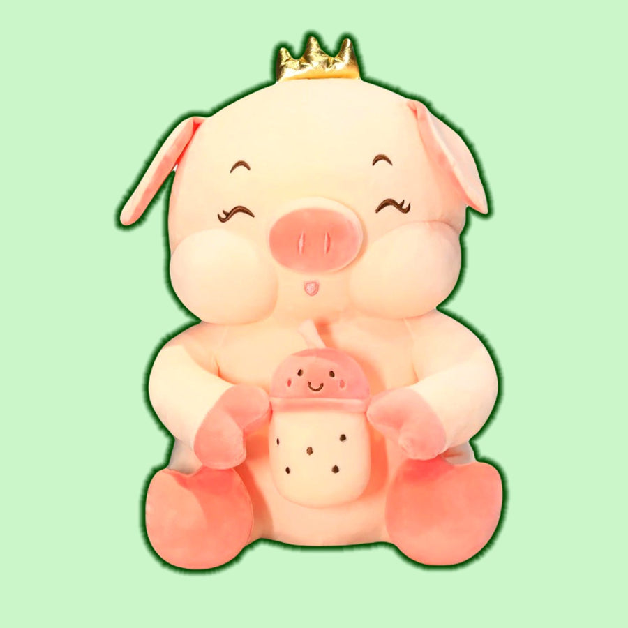 omgkawaiii 🐰 Land Animals Plushies Angel Pig With Milk Tea Cup