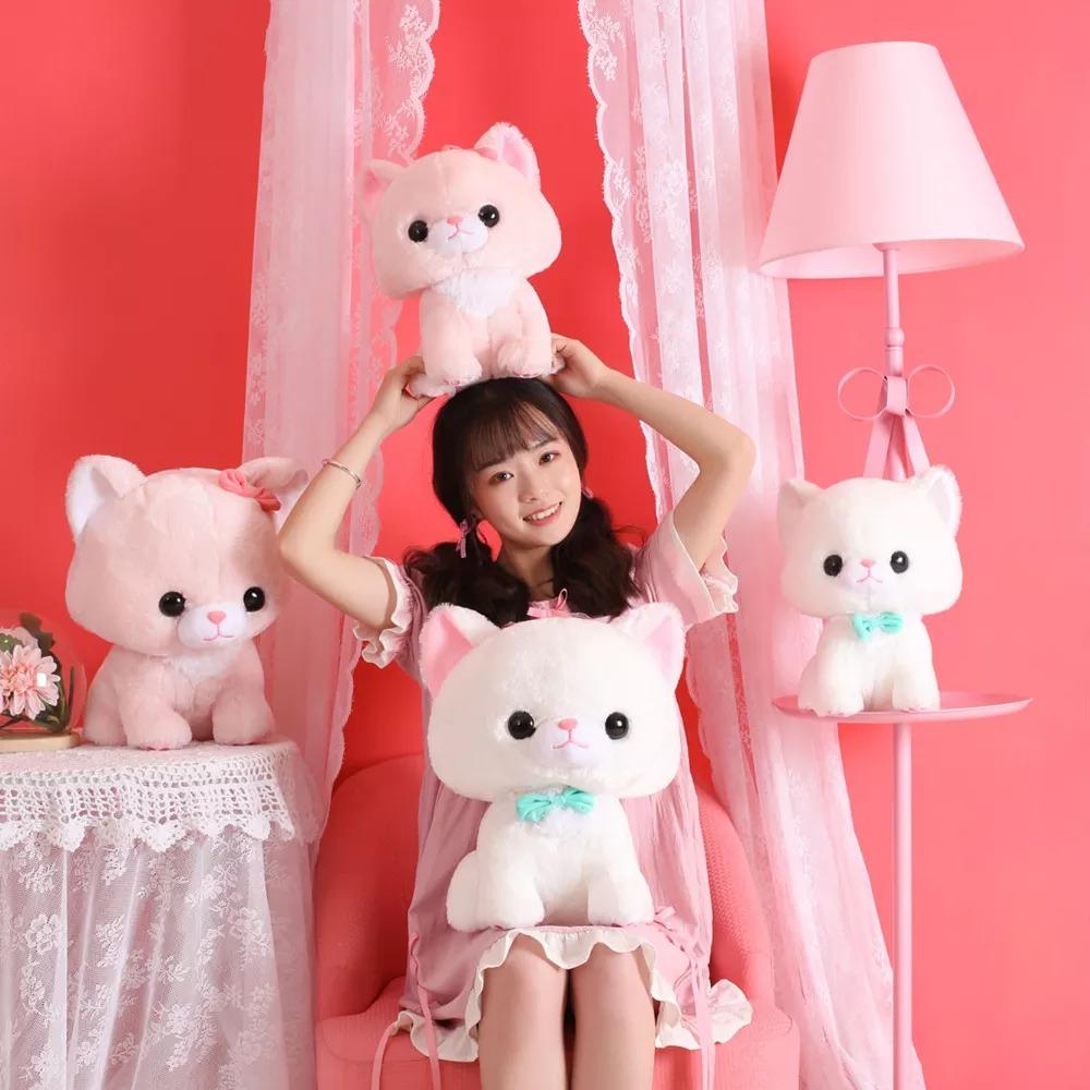 Kawaii Sitting Cat Plush Toy - Pink / 30 CM