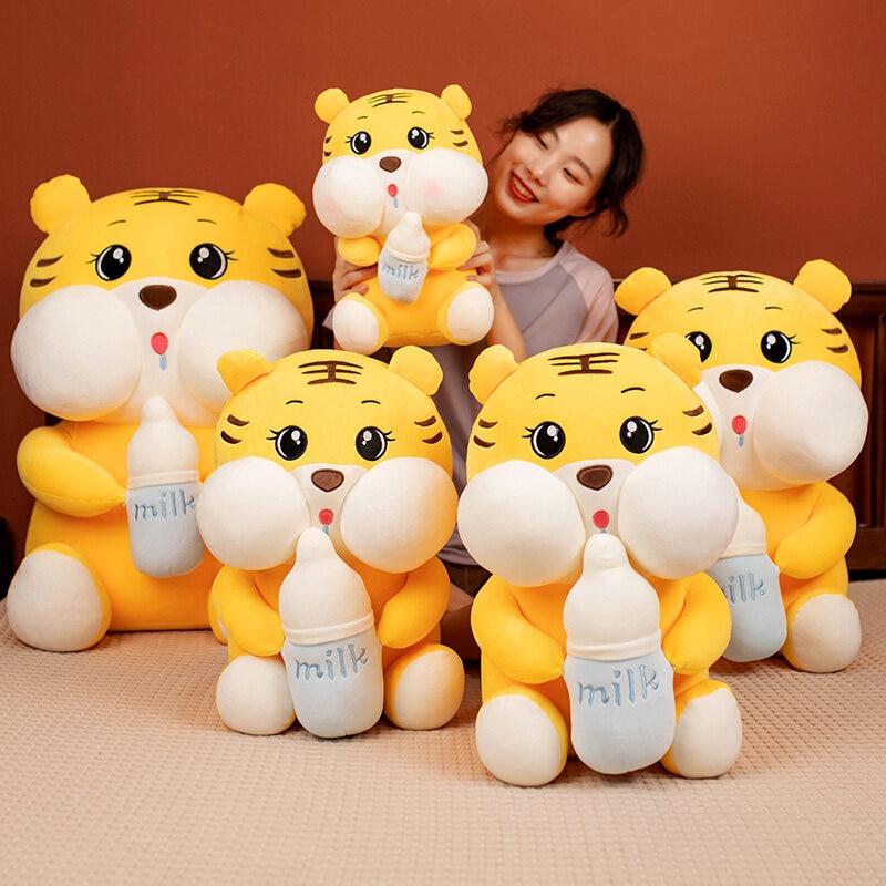 omgkawaiii 🐰 Land Animals Plushies Tiger Hug baby bottle Plush Toy